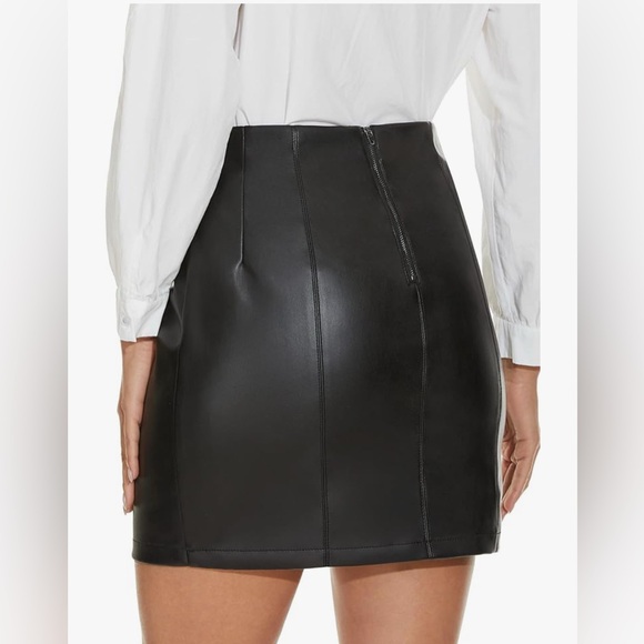 Fahsyee Vegan Leather High-Waisted A-Line Pencil Skirt - black - size XL - NWOT - Picture 5 of 9